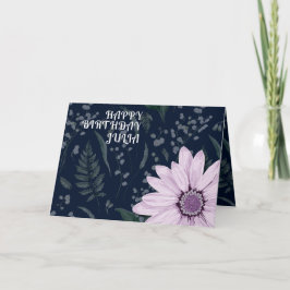Tarjeta Big Pink Daisy Dark Happy Birthday Custom Name