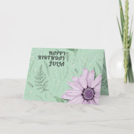 Tarjeta Big Pink Daisy Green Happy Birday Custom Name
