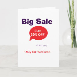 Tarjeta Big sale discount offer weekend company shop T&C