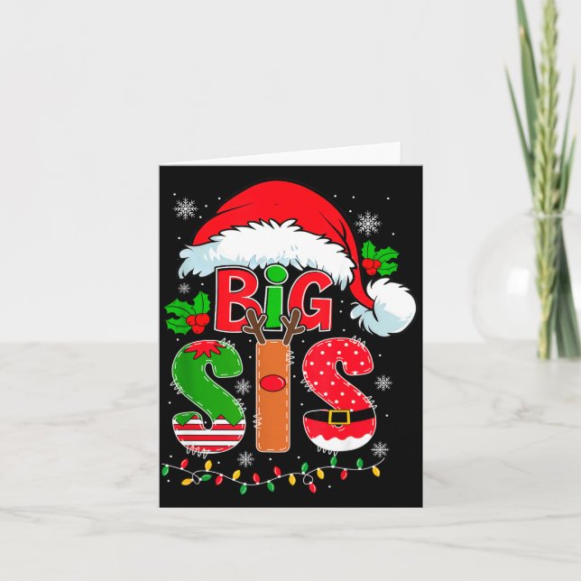 Tarjeta Big Sis Santa Hat New Big Sister Announcement Xmas (Anverso)