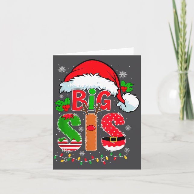 Tarjeta Big Sis Santa Hat New Big Sister Announcement Xmas (Anverso)