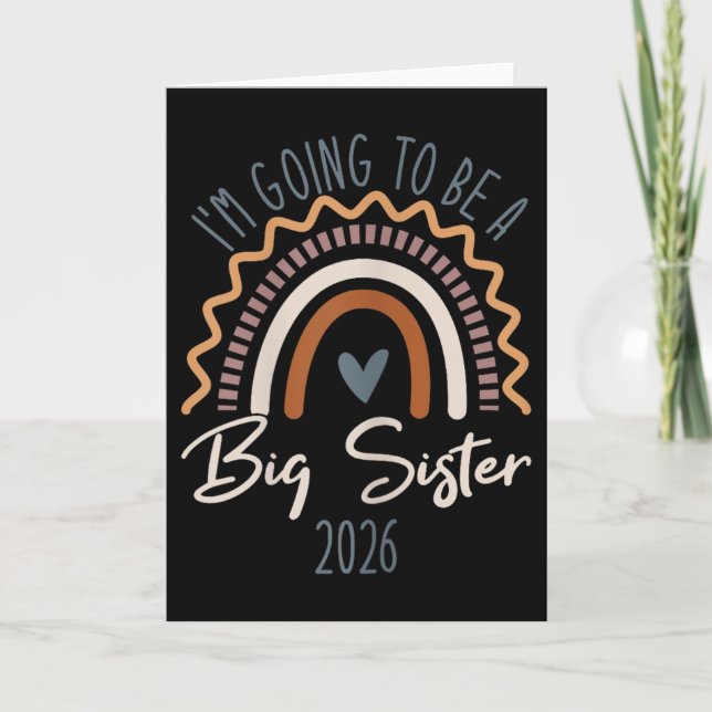 Tarjeta Big Sister 2026 Girls Rainbow Big Sis Sibling  (Anverso)