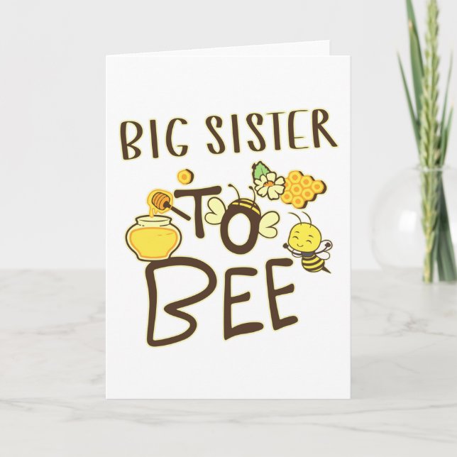 Tarjeta Big Sister To Bee Pregnancy Announcement Pregnant (Anverso)