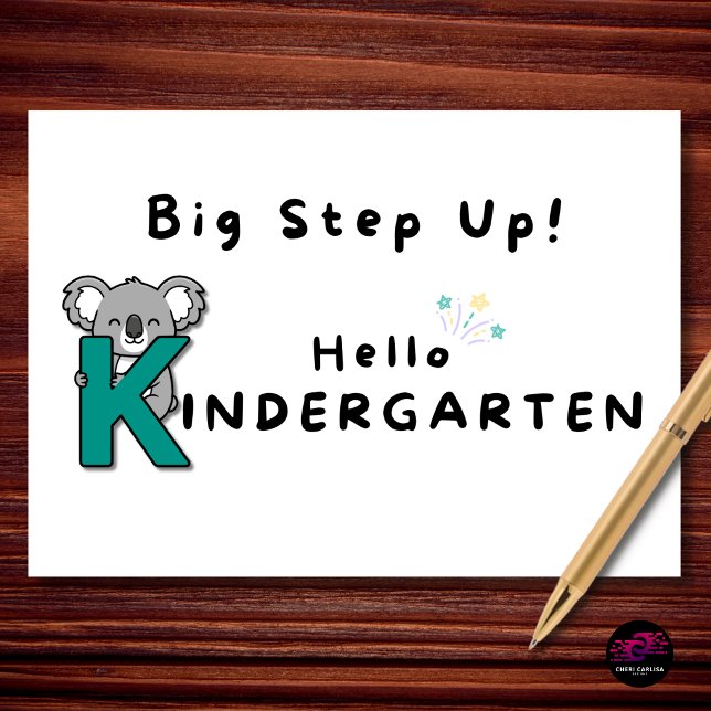 Tarjeta Big Step Up Hello Kindergarten Graduation (Big step up—hello kindergarten! 🎓🐨)