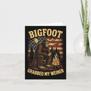Tarjeta Bigfoot agarró salchicha chiste divertido de sasqu