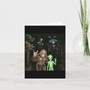 Tarjeta Bigfoot Alien Ovni Selfie Divertido Sasquatch Meme