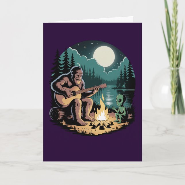 Tarjeta Bigfoot Alien UFO Cryptid Encounter Paranormal  (Anverso)