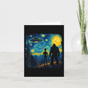 Tarjeta Bigfoot Alien Ufo Van Gogh Starry Night Sasquatch