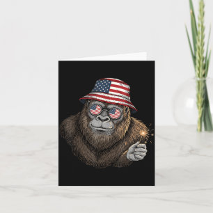 Tarjeta Bigfoot Bandera Americana Patriótico Sasquatch 4 d