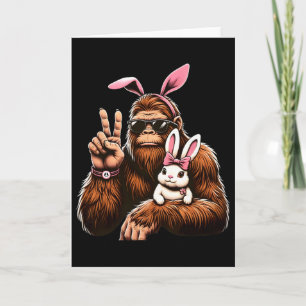Tarjeta Bigfoot Bunny Día de Pascua Divertido Sasquatch