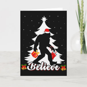 Tarjeta Bigfoot Creee Árbol de Navidad Divertido Santa Sas
