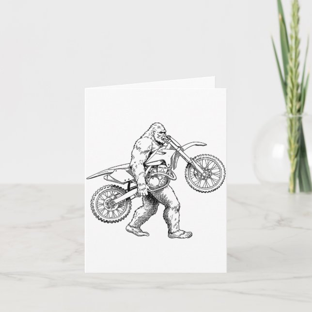 Tarjeta Bigfoot Dirt Bike Sasquatch Biker  (Anverso)