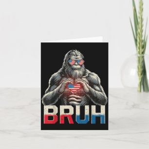 Tarjeta Bigfoot Divertido Hermano Corazón Bandera American