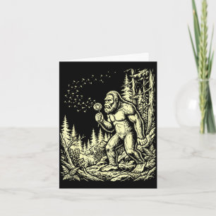 Tarjeta Bigfoot divertido soplando diente de león sasquatc