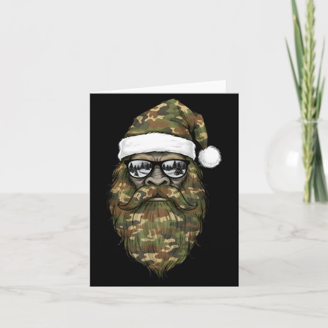 Tarjeta Bigfoot Face Sungles Santa Christmas Camo Xmas Sas (Anverso)