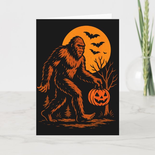 Tarjeta Bigfoot Halloween Sasquatch Jack O Lantern  (Anverso)