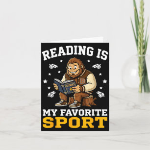 Tarjeta Bigfoot leyendo libros hombres mujeres niños lindo