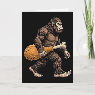 Tarjeta Bigfoot llevando muslo de pollo amante de Sasquatc