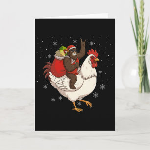 Tarjeta Bigfoot montando pollo ciervo Navidad Pollo Navida