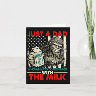 Tarjeta Bigfoot papá con la leche divertido día del padre