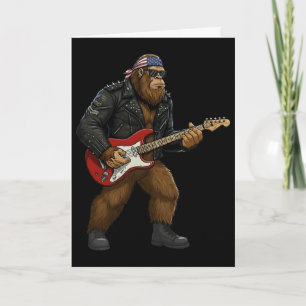 Tarjeta Bigfoot Patriótico Tocando Guitarra 4 De Julio Ame