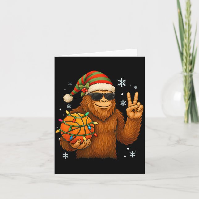 Tarjeta Bigfoot Santa Baloncesto Navidad  (Anverso)