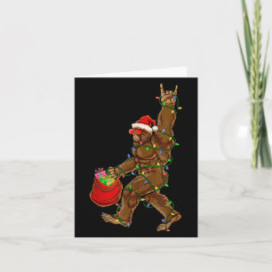 Tarjeta Bigfoot Santa Navidades iluminan rock Funny Sasqua