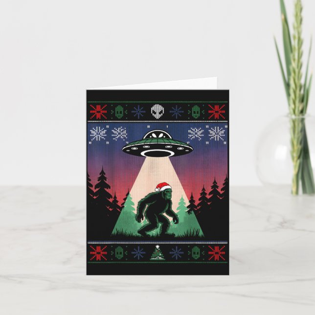 Tarjeta Bigfoot Santa Ovni Alien Divertida Fea Sudadera De (Anverso)