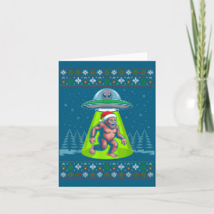 Tarjeta Bigfoot Santa Ovni Sasquatch Navidad Divertida Fea