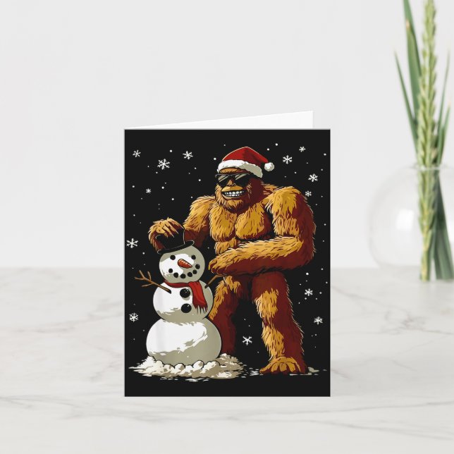 Tarjeta Bigfoot Santa Snowman Kids Boys Men Xmas Christmas (Anverso)