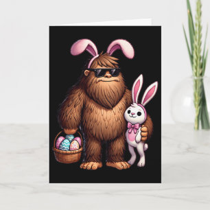 Tarjeta Bigfoot Sasquatch Conejo Huevos de Pascua Retro Ho