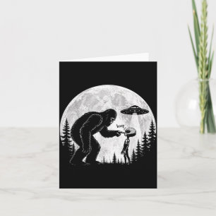 Tarjeta Bigfoot Sasquatch Divertido Tocando Nariz Alien Uf