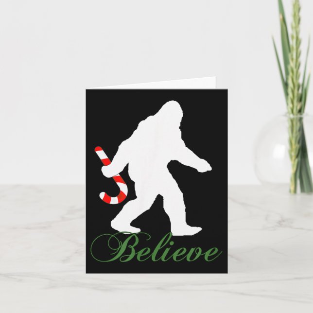 Tarjeta Bigfoot Sasquatch Yeti Cree Caramelo Navidad (Anverso)