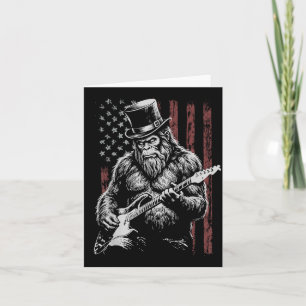 Tarjeta Bigfoot tocando la guitarra bandera americana 250