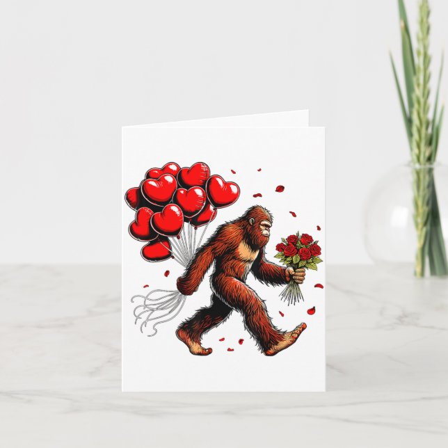 Tarjeta Bigfoot Valentines Day Funny Sasquatch Hearts Love (Anverso)