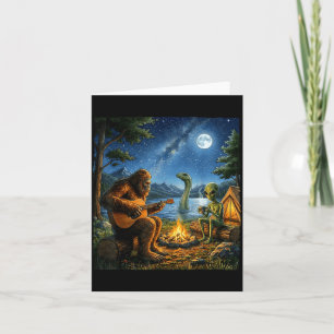 Tarjeta Bigfoot Y Alien Loch Ness Fogata Sasquatch Diversi