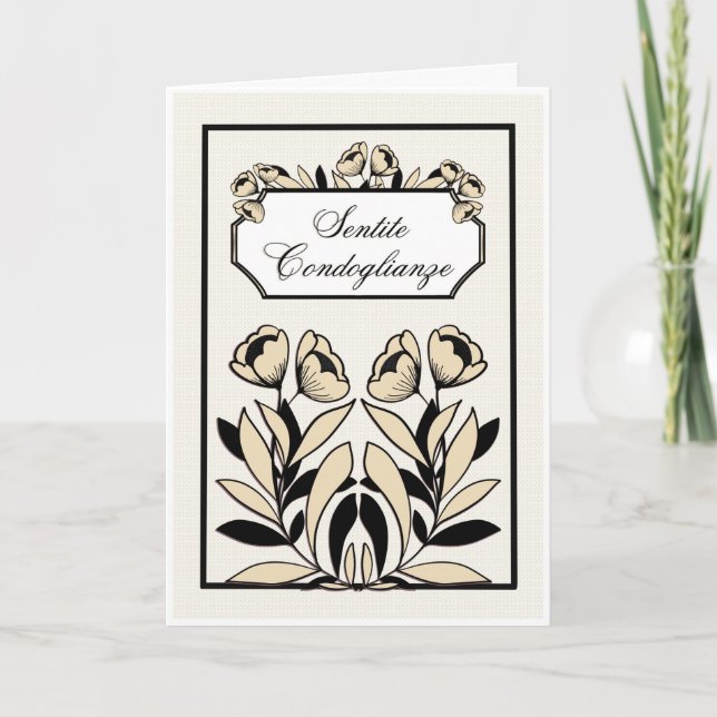 Tarjeta Biglietto di Condoglianze Elegante Deepest Sympath (Anverso)