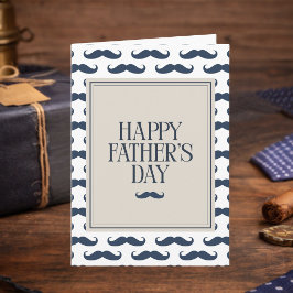 Tarjeta Bigote de Patrón Azul Marino Feliz Día del Padre