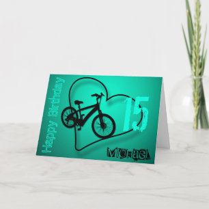 Tarjeta Bike Heart 15th Birthday personalizado saludo C