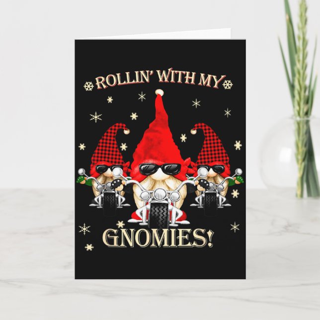 Tarjeta Biker Christmas Gnomes Biker Garden Christmas Gnom (Anverso)