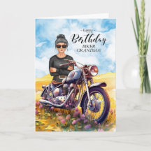 Biker Grandma Motorcycle Wildflower Cumpleaños