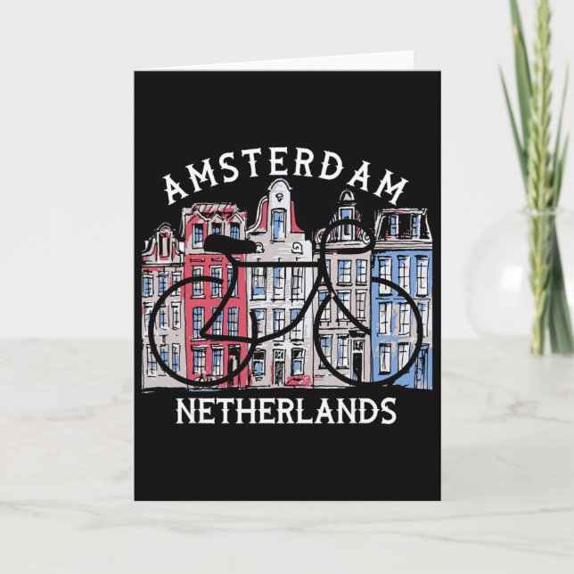 Tarjeta Biking Amsterdam Netherlands Graphic  (Anverso)