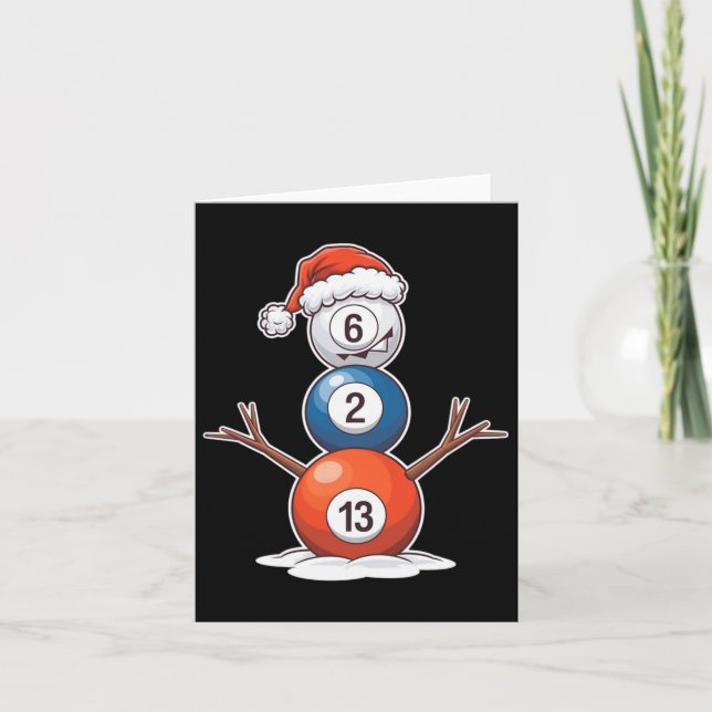 Tarjeta Billar Navidad Muñeco de Nieve Con Mesa de Billar  (Anverso)