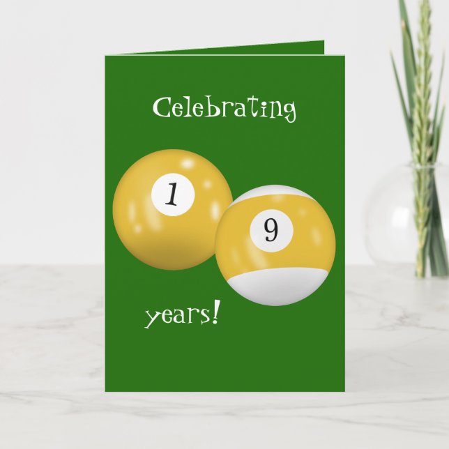 Tarjeta Billiard Balls 19 años (Anverso)