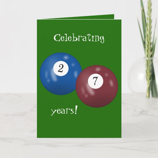 Tarjeta Billiard Balls 27 cumpleaños (Anverso)