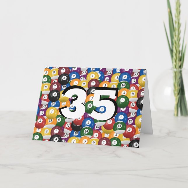 Tarjeta Billiard Balls 35 cumpleaños (Anverso)
