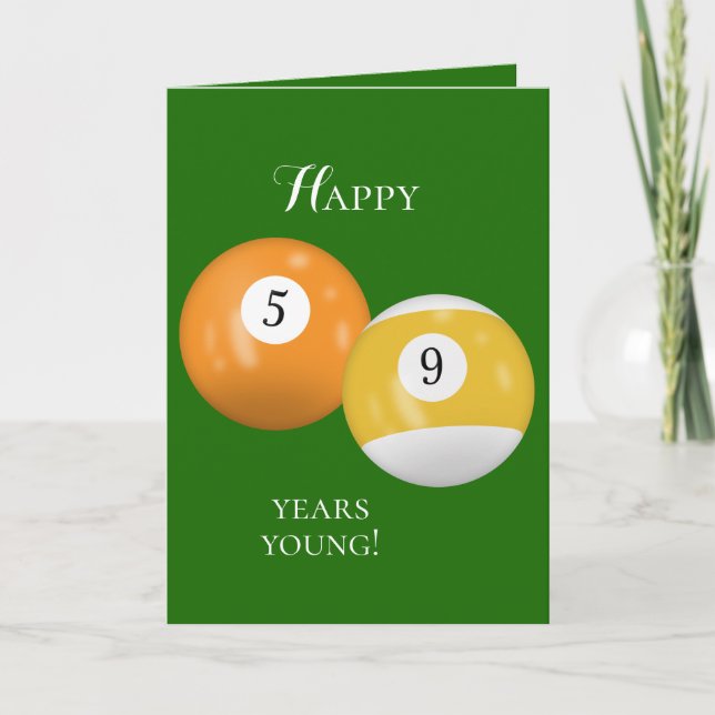 Tarjeta Billiard Balls 59 cumpleaños (Anverso)