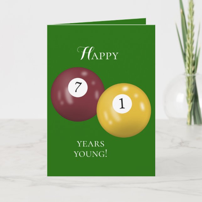 Tarjeta Billiard Balls 71 cumpleaños (Anverso)