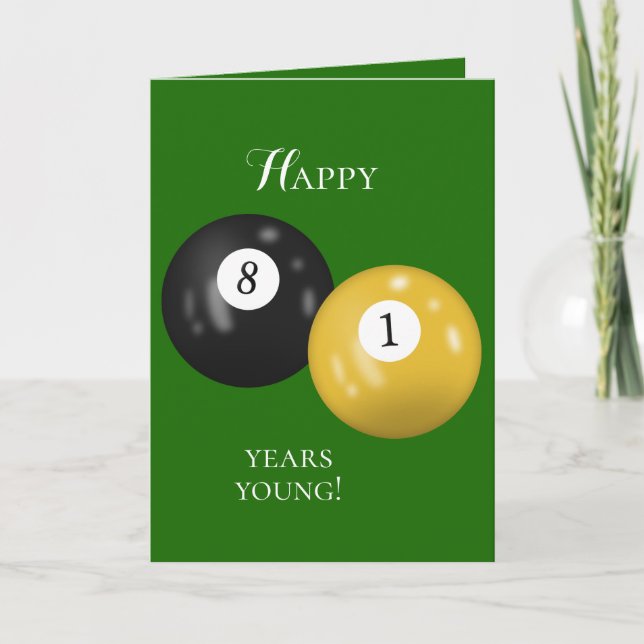 Tarjeta Billiard Balls 81 cumpleaños (Anverso)