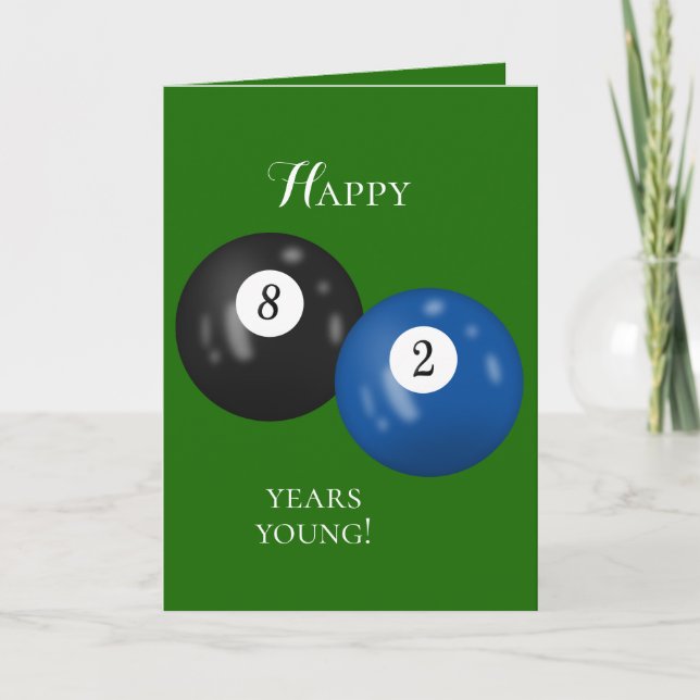 Tarjeta Billiard Balls 82 cumpleaños (Anverso)